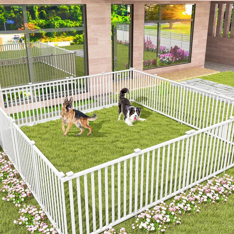 Giantex White Picket Fence - 2 Panels, 80''W x 37.5''H Decorative Outdoor Garden Fence