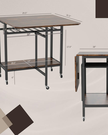 Giantex Folding Dining Table with 5 Wheels for Small Spaces