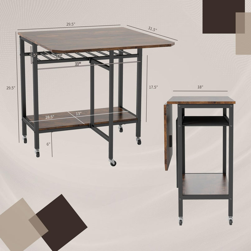 Table à manger pliable Giantex avec 5 roulettes pour petits espaces