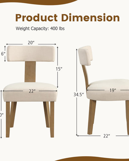 Giantex Upholstered Dining Chairs Set, Mid Century Modern Kitchen Chairs w/Curved Backrest & Rubber Wood Legs