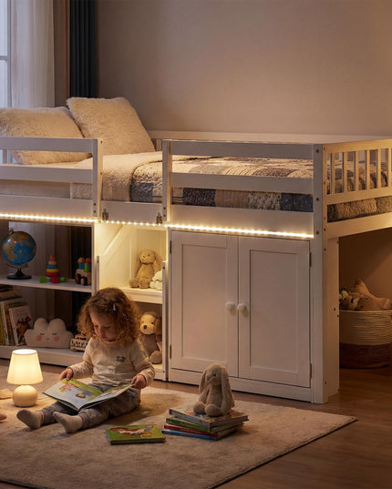 Lit bas surélevé Giantex une place avec lumières LED