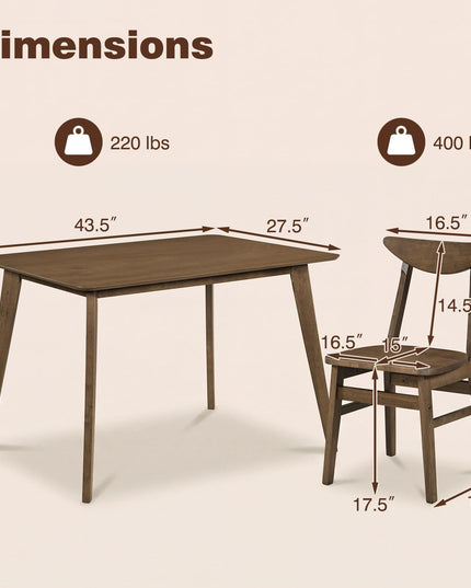Giantex 5-Piece Dining Table Set for 4 Mid-Century Modern Kitchen Table and Chairs Set