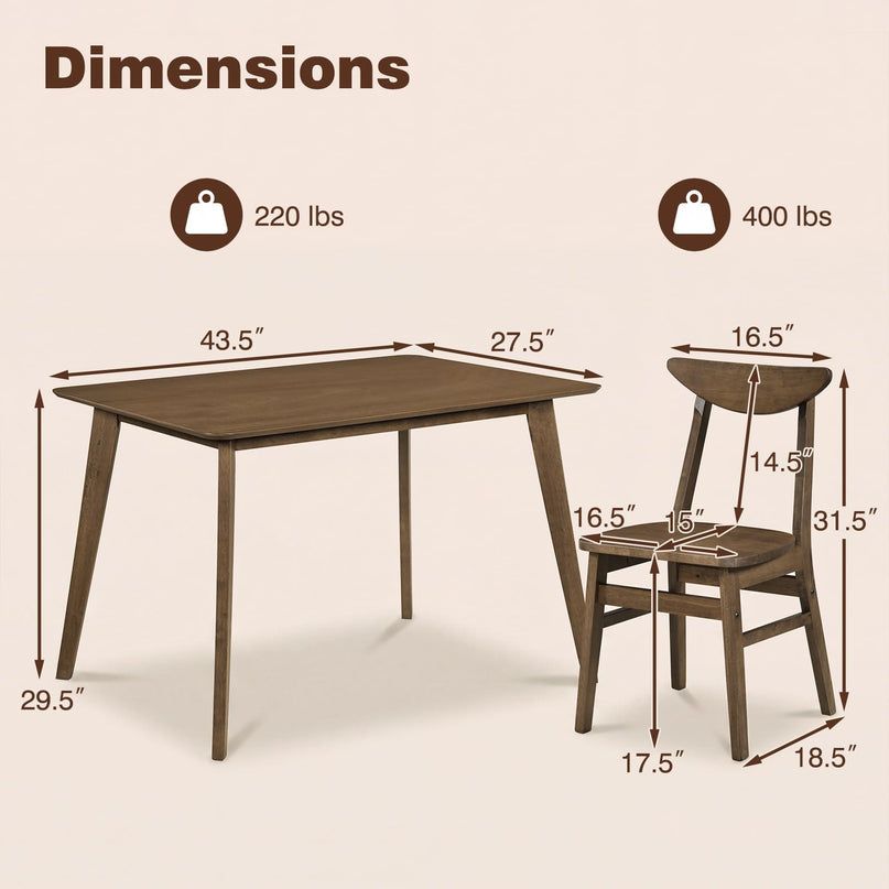Giantex 5-Piece Dining Table Set for 4 Mid-Century Modern Kitchen Table and Chairs Set