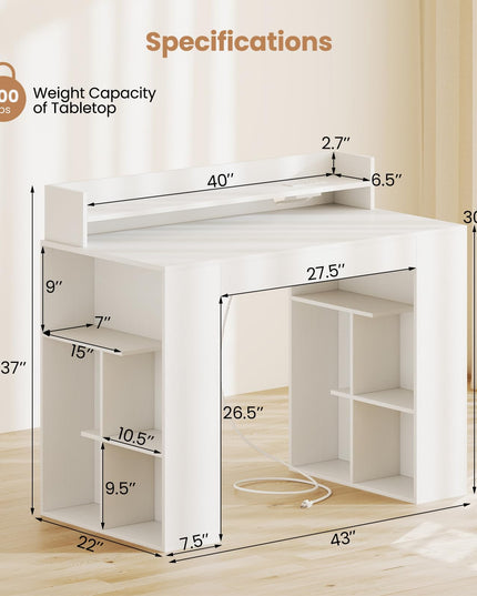 Giantex 43" Home Office Computer Desk with Charging Station