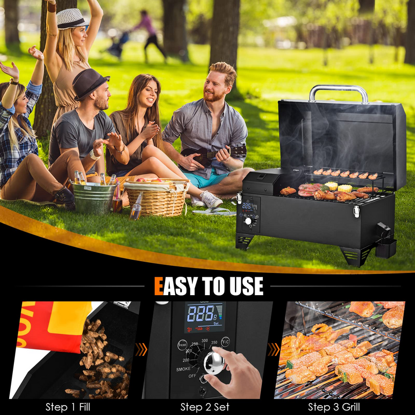 Giantex Portable Pellet Smoker Grill Set, 8-in-1 Electric Tabletop Pellet Grill