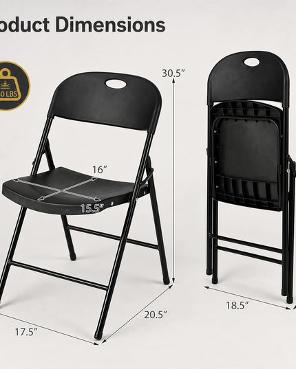 Giantex 4/6/8/12 Pack Plastic Folding Stackable Chair with Curved PP Seat