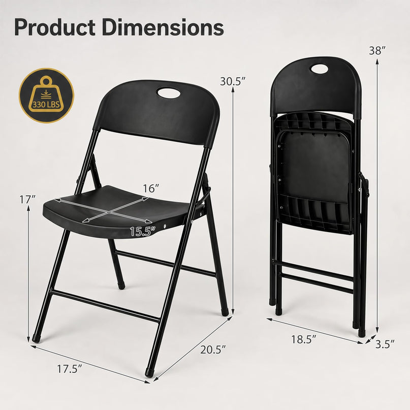 Giantex 4/6/8/12 Pack Plastic Folding Stackable Chair with Curved PP Seat