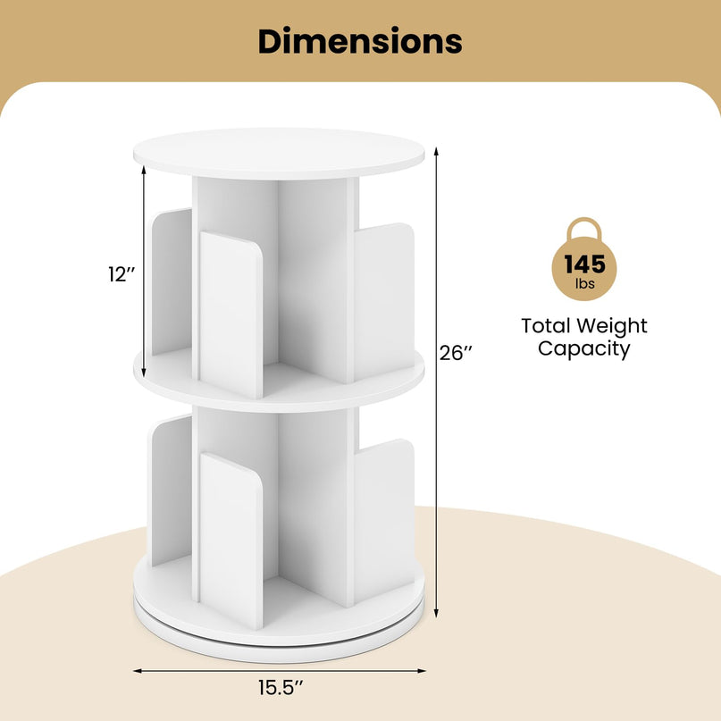 Giantex 3 Tier Rotating Bookshelf for Living Room Bedroom