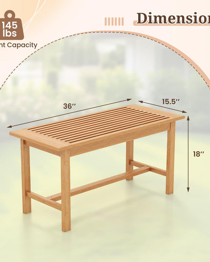 Giantex Teak Wood Patio Coffee Table - 36” Rectangular Outside Side Table with Slatted Tabletop