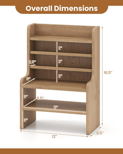Giantex Wooden 6 Tier Storage Rack with 2 Removable Shelves