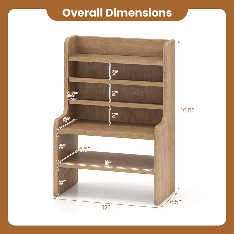 Giantex Wooden 6 Tier Storage Rack with 2 Removable Shelves