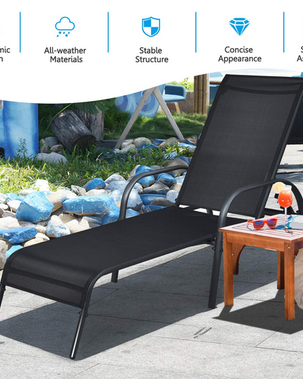 Giantex Adjustable Patio Chaise Lounge, Outdoor Folding Lounge Recliner Chairs