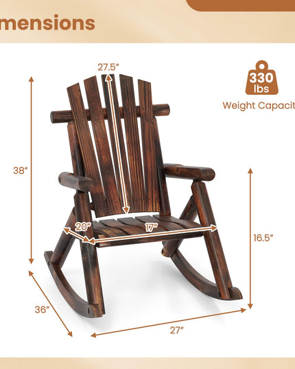 Giantex 1/2 Pcs Outdoor Wooden Rocking Chair(27”x36”x 38”)
