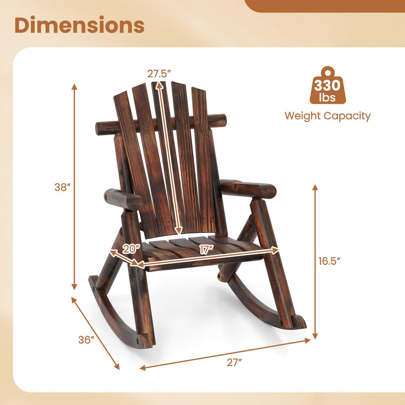 Giantex 1/2 Pcs Outdoor Wooden Rocking Chair(27”x36”x 38”)