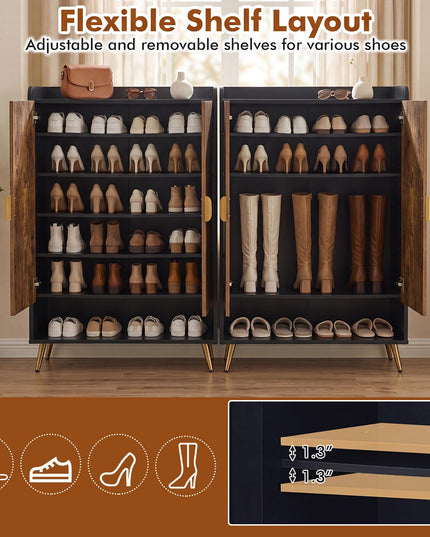 Giantex 7-Tier Wooden Shoe Storage Cabinet w/Door