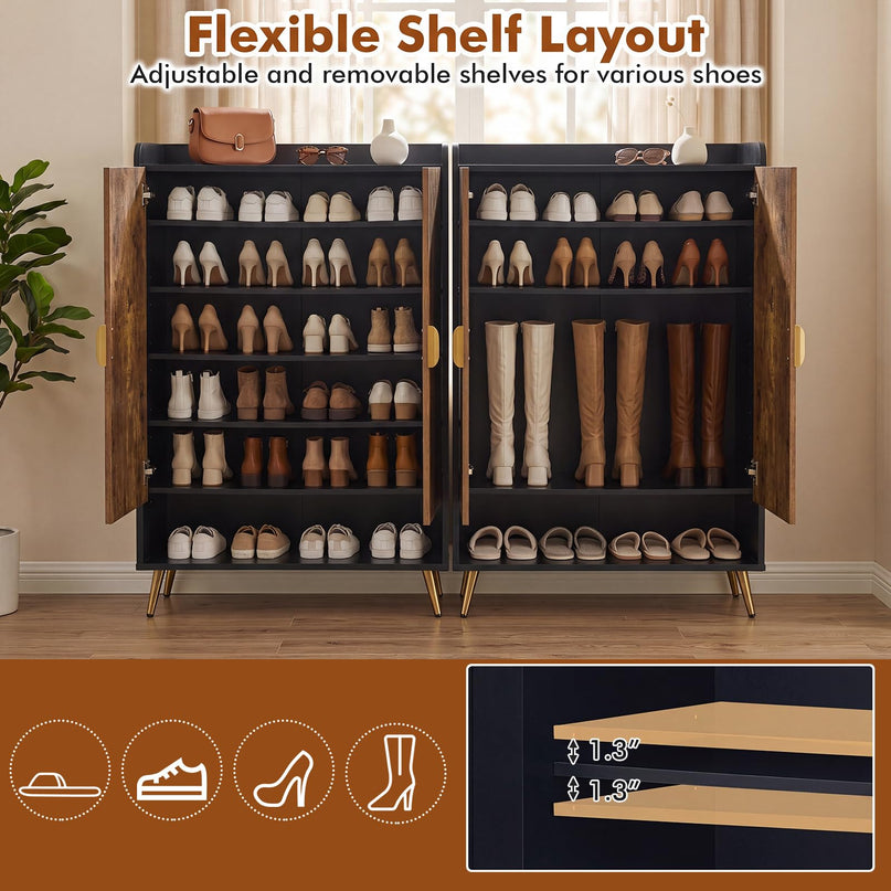 Giantex 7-Tier Wooden Shoe Storage Cabinet w/Door