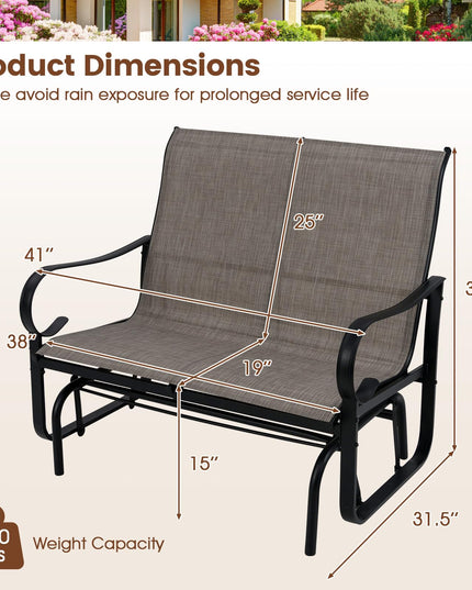 Giantex 2-Person Outdoor Glider Bench with High Backrest
