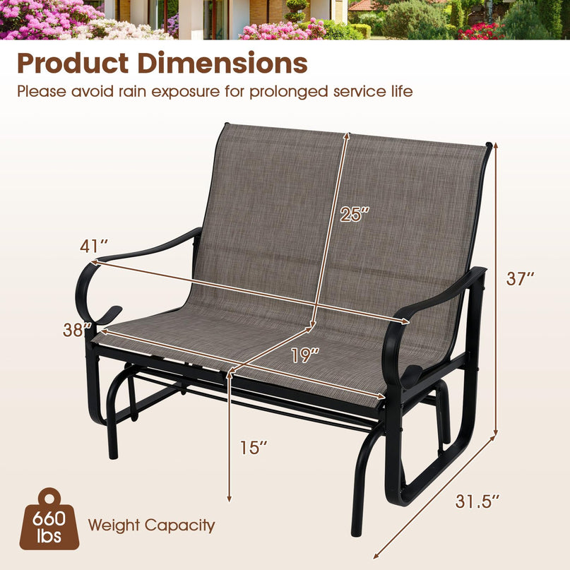 Giantex 2-Person Outdoor Glider Bench with High Backrest