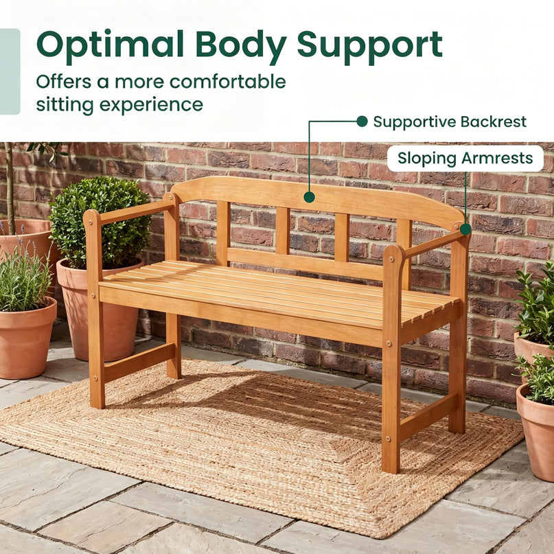 Giantex Outdoor Bench for Patio 2-Person Wood Garden Bench