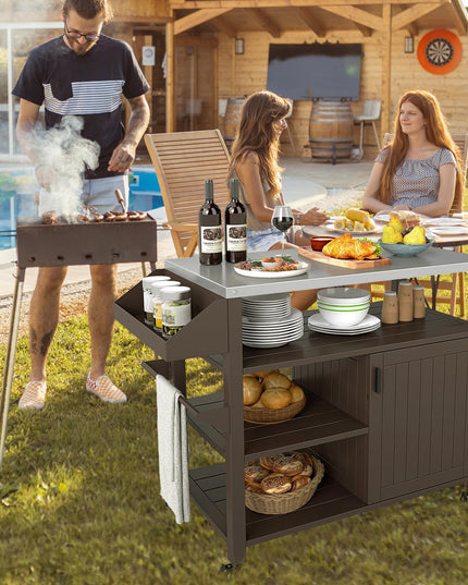 Giantex Outdoor Grill Cart with Storage Cabinet & Shelves
