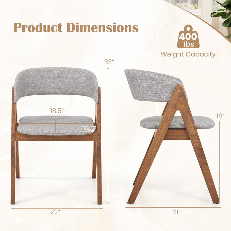 Giantex Wooden Dining Chairs, Modern Padded Kitchen Chairs w/Curved Backrest & Rubber Wood Frame