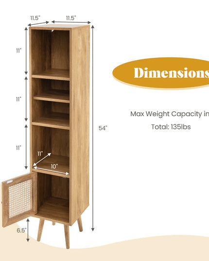 Giantex 54" Tall 4-Tier Bookcase with Door