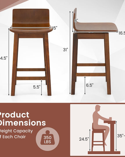 Giantex 24.5" Swivel Bar Stools Set of 2/4