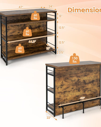 4 Tier Liquor Bar Table with Footrest - Giantex