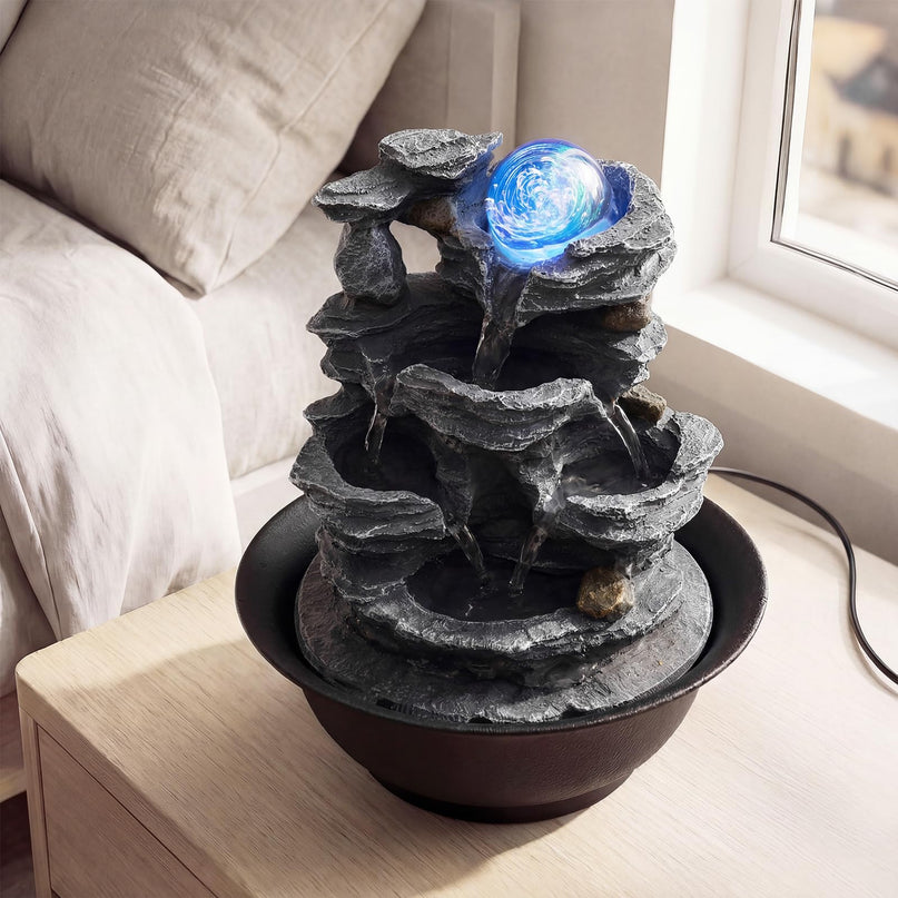 Décoration de bureau à cascade à bols étagés Giantex pour la méditation zen et la relaxation à la maison ou au bureau