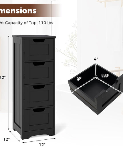 Giantex Bathroom Storage Cabinet w/ 4 Drawers