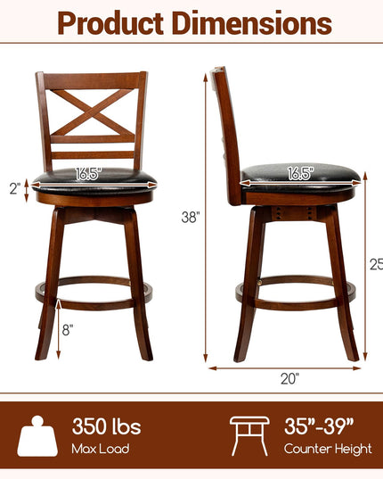 Giantex Swivel Bar Stools Set with PU Faux Leather Upholstered Seat
