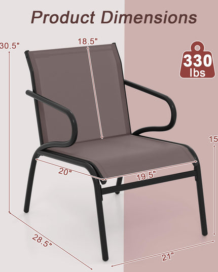 Giantex All Weather Patio Chairs with Ergonomic Backrests & Armrests