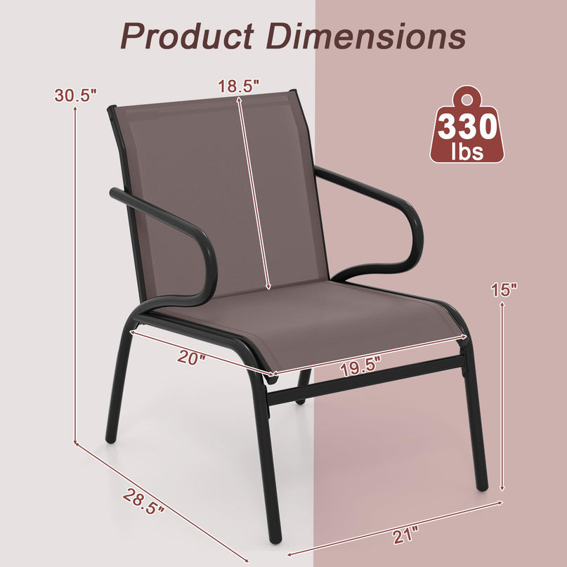 Giantex All Weather Patio Chairs with Ergonomic Backrests & Armrests
