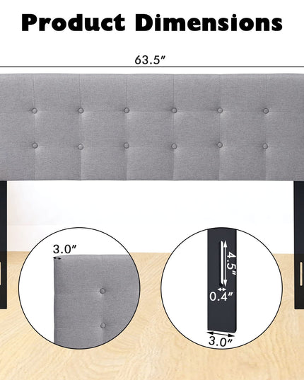 Giantex Linen Upholstered Headboard, Adjustable Width Button Tufted Headboard