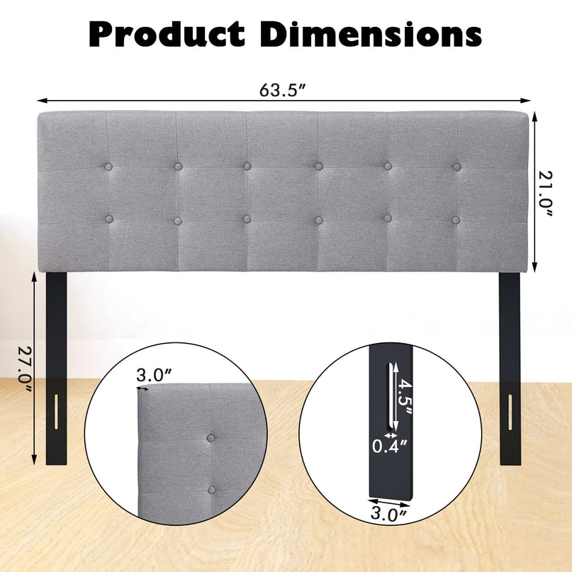 Giantex Linen Upholstered Headboard, Adjustable Width Button Tufted Headboard