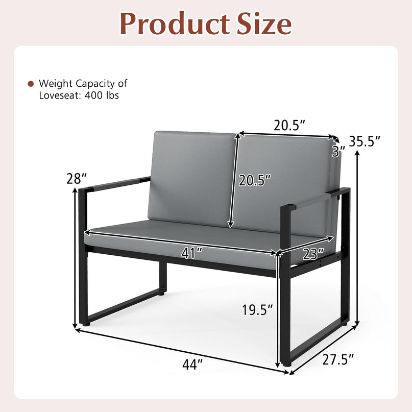 Giantex 2-Seater Sofa with Solid Metal Frame & Removable Back Cushions
