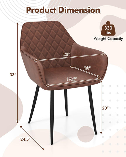 Giantex Mid Century Modern Dining Chairs Set of 2/4, Upholstered Accent Chairs w/Curved Backrest, Wide Seat & Armrests