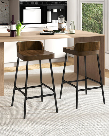 Giantex 24.5'' Bar Stool, Counter Height Bar Stools with Low Back & Footrest