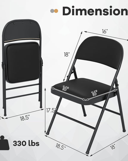 Giantex Folding Chair with Metal Frame for Indoor Outdoor Events