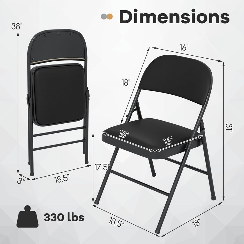 Giantex Folding Chair with Metal Frame for Indoor Outdoor Events