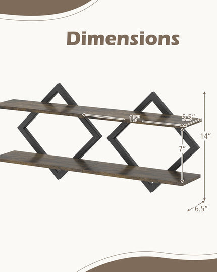 GIANTEX 2-Pack Diamond Shaped Floating Shelves for Wall