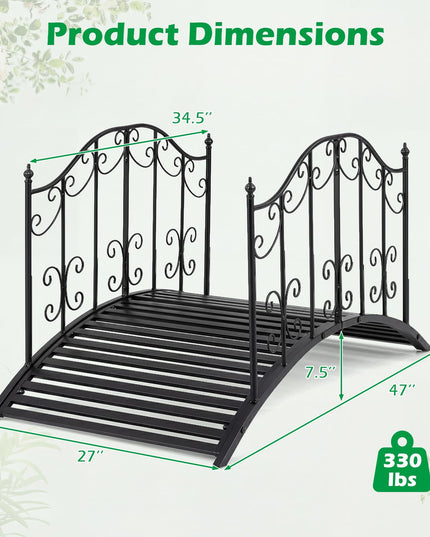 Giantex 4 FT Metal Garden Bridge | 330 lbs Capacity Outdoor Landscape Bridges