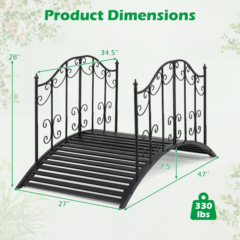 Giantex 4 FT Metal Garden Bridge | 330 lbs Capacity Outdoor Landscape Bridges