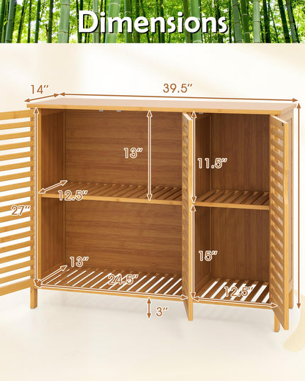 Giantex Bamboo Bathroom Storage Cabinet for Living Room Entryway Kitchen Dining Room