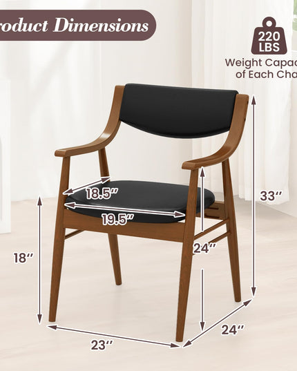 Giantex Wooden Dining Chairs Set of 2/4, PU Leather Upholstered Kitchen Chairs w/Padded Seat & Back
