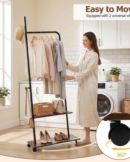Giantex Clothes Rack with Wheels | 69" Freestanding Garment Rack with Hanging Rod