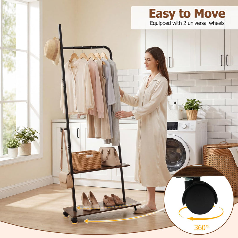 Giantex Clothes Rack with Wheels | 69" Freestanding Garment Rack with Hanging Rod