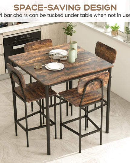 Giantex 5-Piece Dining Table Set W/Counter Height Table & 4 Bar Stools
