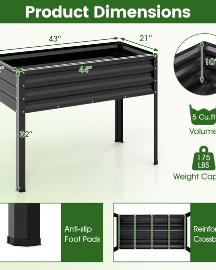 Giantex Raised Garden Bed with Legs | 44" x 22" x 32" Metal Large Elevated Planter Box (1/2)