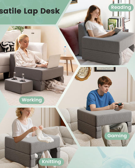Giantex Reading Pillow with Back Arm Rest & Cup Holder for Adult
